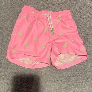 Cat & Jack Pink Palm Print Kids Swim Trunks